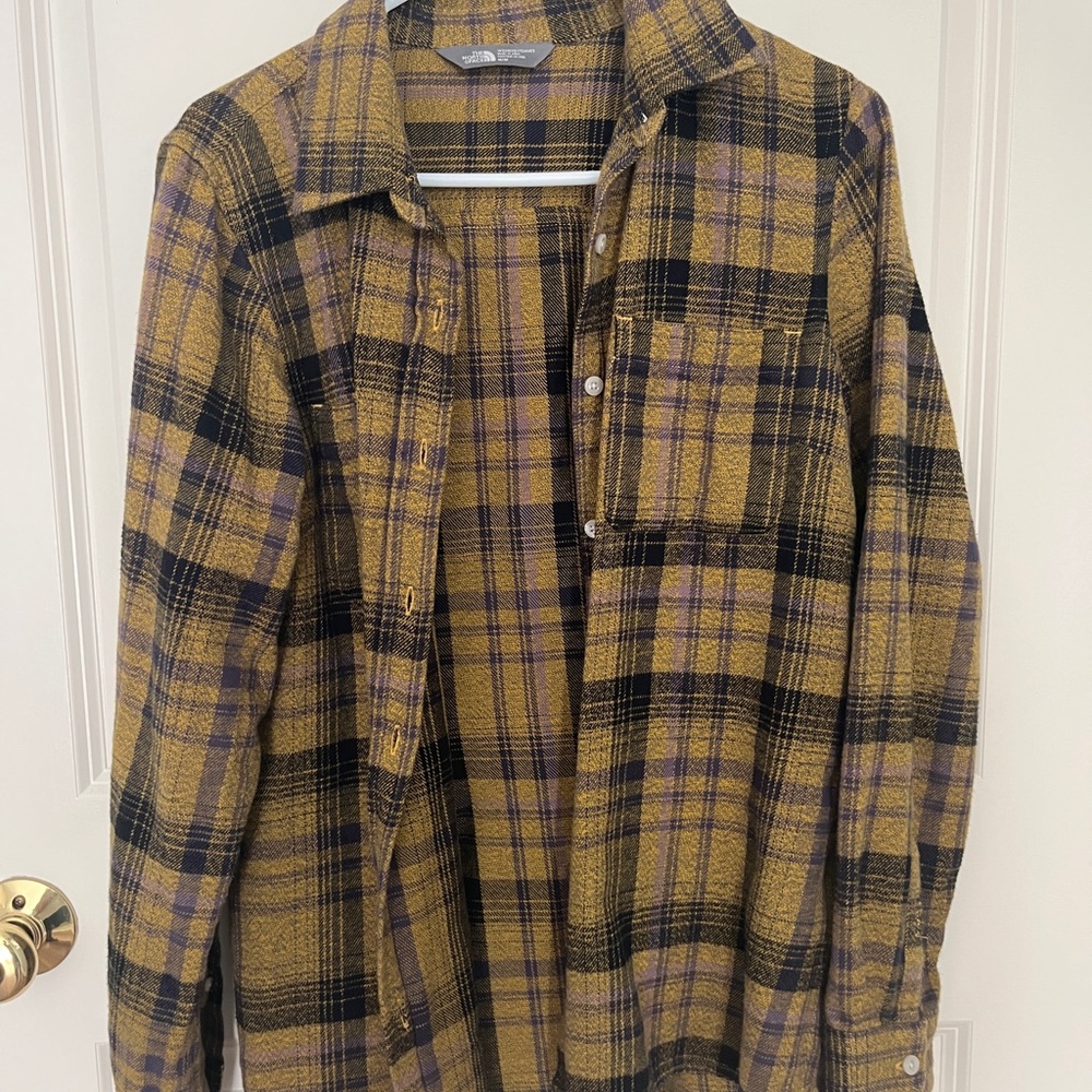 The North Face Yellow and Black Plaid Shirt